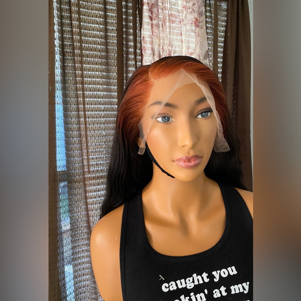 Body wave lace frontal human hair HD transparent lace front wig dyed roots